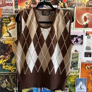 Vintage 80s argyle vest